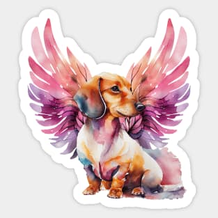 Watercolor Dachshund Angel 4 Sticker